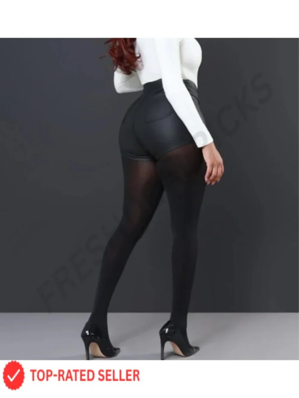 Faux Leather High Waist Biker Shorts with Zipper Closure